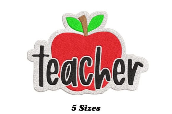 Teacher Apple Embroidery Design